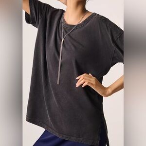 Anthropologie Pilcro Perfect Oversized T-Shirt Carbon Grey Black Size‎ XS Boho